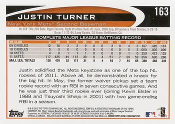 2012 Topps #163 Justin Turner Back