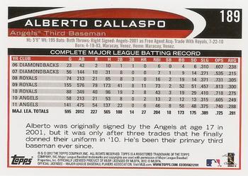 2012 Topps #189 Alberto Callaspo Back