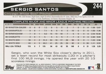 2012 Topps #244 Sergio Santos Back