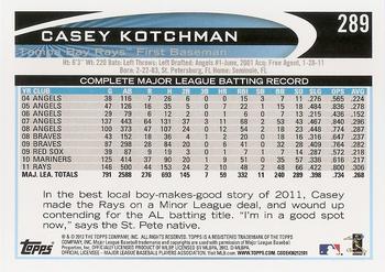 2012 Topps #289 Casey Kotchman Back