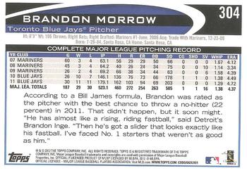 2012 Topps #304 Brandon Morrow Back