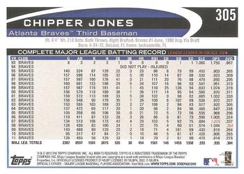 2012 Topps #305 Chipper Jones Back