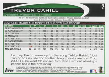 2012 Topps #2 Trevor Cahill Back