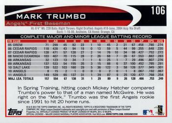2012 Topps #106 Mark Trumbo Back