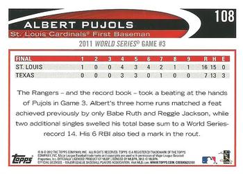 2012 Topps #108 Albert Pujols Back