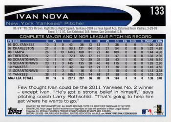 2012 Topps #133 Ivan Nova Back