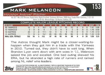 2012 Topps #153 Mark Melancon Back