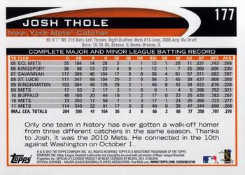 2012 Topps #177 Josh Thole Back