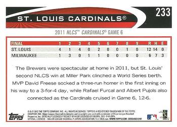 2012 Topps #233 St. Louis Cardinals Back