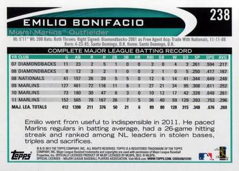 2012 Topps #238 Emilio Bonifacio Back