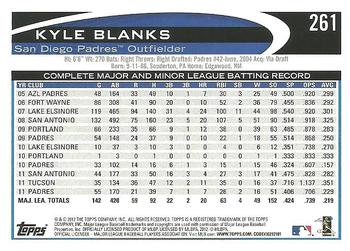 2012 Topps #261 Kyle Blanks Back