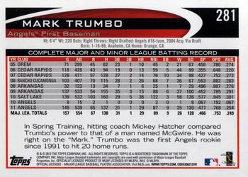 2012 Topps #281 Mark Trumbo Back