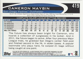 2012 Topps #419 Cameron Maybin Back