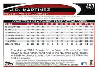 2012 Topps #457 J.D. Martinez Back
