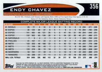 2012 Topps #356 Endy Chavez Back