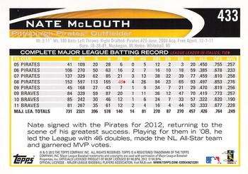 2012 Topps #433 Nate McLouth Back