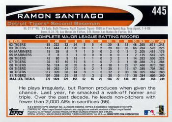 2012 Topps #445 Ramon Santiago Back