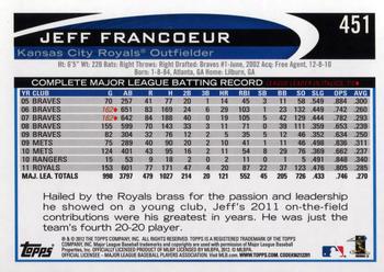 2012 Topps #451 Jeff Francoeur Back