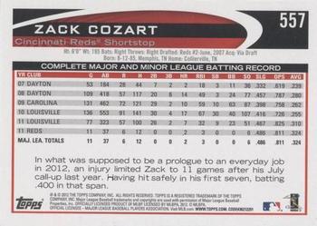 2012 Topps #557 Zack Cozart Back