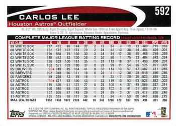 2012 Topps #592 Carlos Lee Back
