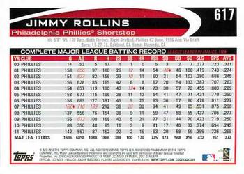 2012 Topps #617 Jimmy Rollins Back