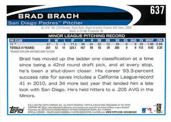 2012 Topps #637 Brad Brach Back