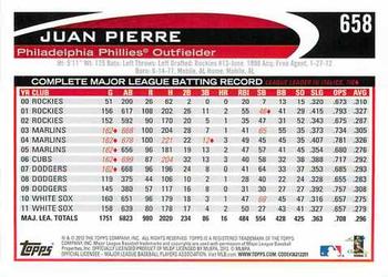 2012 Topps #658 Juan Pierre Back