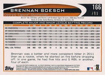 2012 Topps - Black #166 Brennan Boesch Back