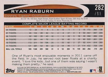 2012 Topps - Black #282 Ryan Raburn Back