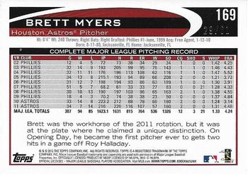 2012 Topps - Black #169 Brett Myers Back