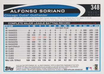 2012 Topps - Black #348 Alfonso Soriano Back