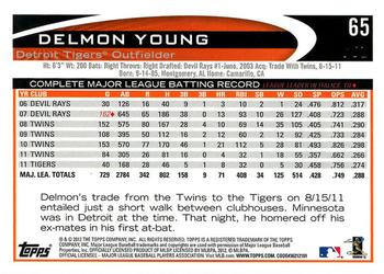 2012 Topps - Black #65 Delmon Young Back