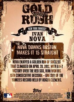 2012 Topps - Gold Rush Wrapper Redemption (Series 1) #70 Ivan Nova Back