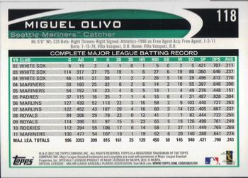 2012 Topps - Gold Sparkle #118 Miguel Olivo Back