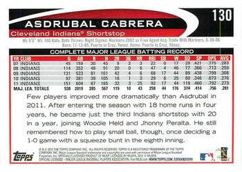 2012 Topps - Gold Sparkle #130 Asdrubal Cabrera Back