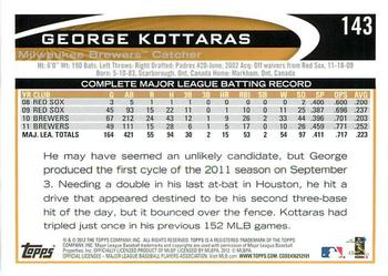 2012 Topps - Gold Sparkle #143 George Kottaras Back