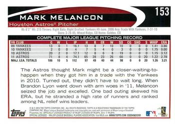 2012 Topps - Gold Sparkle #153 Mark Melancon Back
