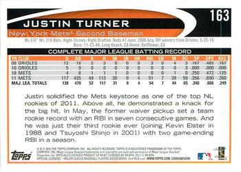 2012 Topps - Gold Sparkle #163 Justin Turner Back