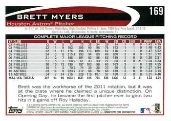 2012 Topps - Gold Sparkle #169 Brett Myers Back