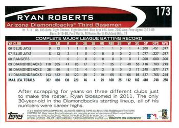 2012 Topps - Gold Sparkle #173 Ryan Roberts Back