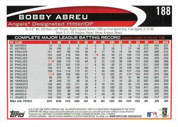 2012 Topps - Gold Sparkle #188 Bobby Abreu Back