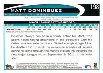 2012 Topps - Gold Sparkle #198 Matt Dominguez Back