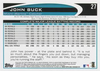 2012 Topps - Gold Sparkle #27 John Buck Back