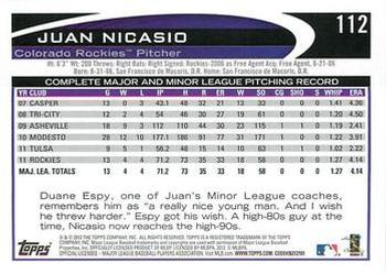 2012 Topps - Gold Sparkle #112 Juan Nicasio Back