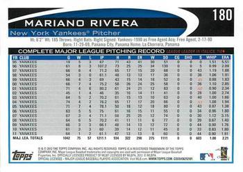 2012 Topps - Gold Sparkle #180 Mariano Rivera Back