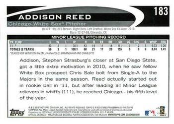 2012 Topps - Gold Sparkle #183 Addison Reed Back