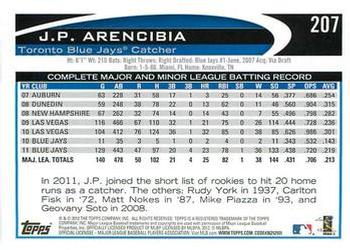 2012 Topps - Gold Sparkle #207 J.P. Arencibia Back