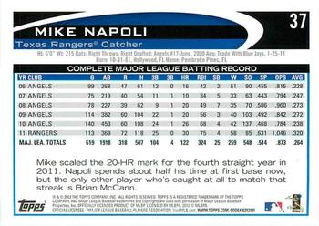 2012 Topps - Gold Sparkle #37 Mike Napoli Back