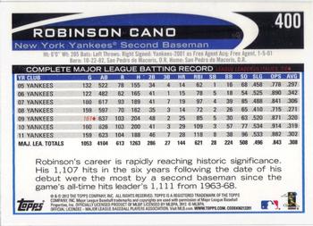 2012 Topps - Gold Sparkle #400 Robinson Cano Back