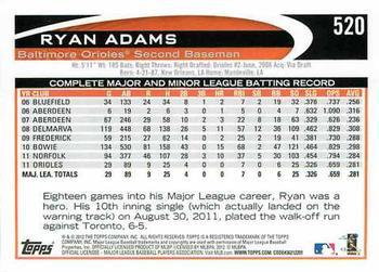 2012 Topps - Gold Sparkle #520 Ryan Adams Back